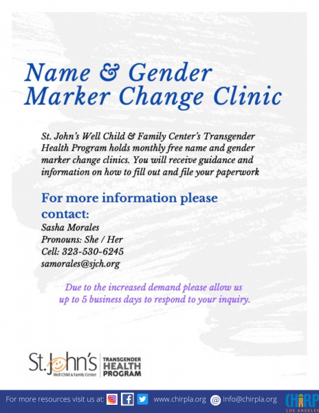 Name & Gender Marker Change Clinic | Chirp LA