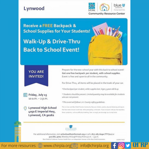 Lynwood Free school supplies Chirp LA