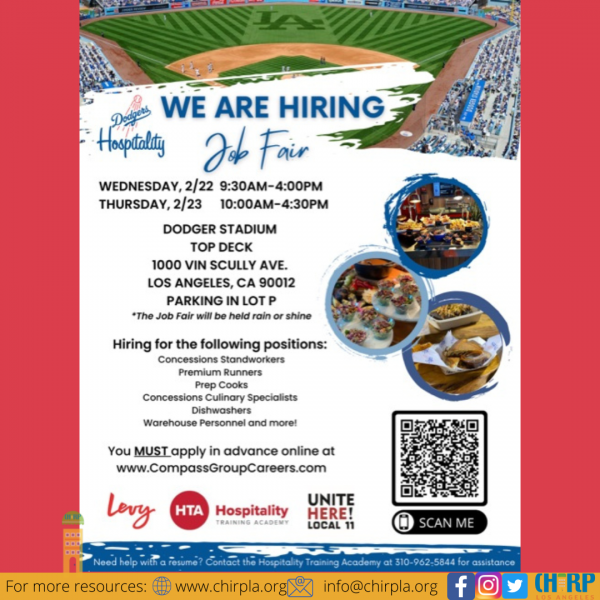 JOIN THE HTA FOR A HIRING EVENT AT DODGER STADIUM 